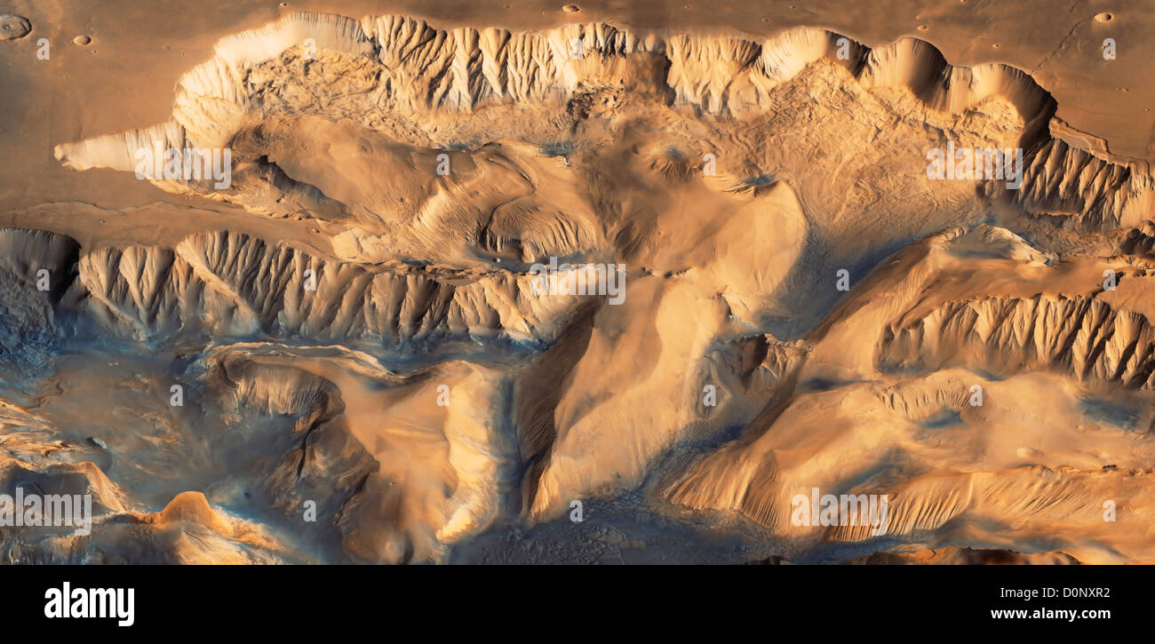 Oblique View of Valles Marineris, Mars, from Viking Orbiter Stock Photo