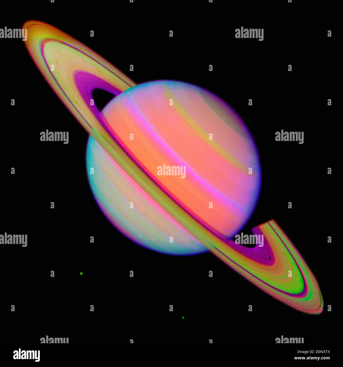 False-Color Image of Saturn by Voyager 2 Stock Photo