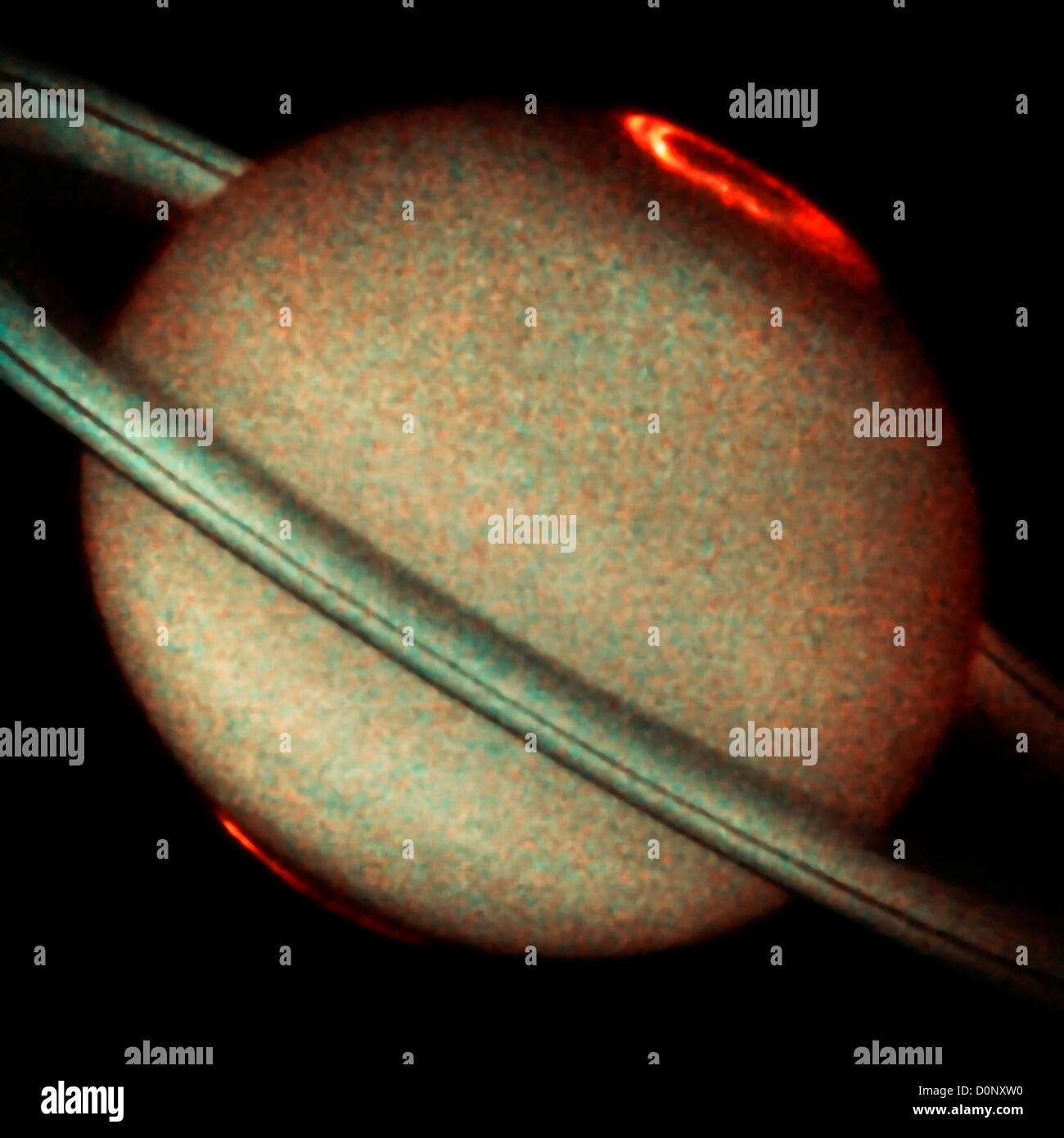 Saturn's Ultraviolet Auroras Seen By Hubble Space Telecope Stock Photo