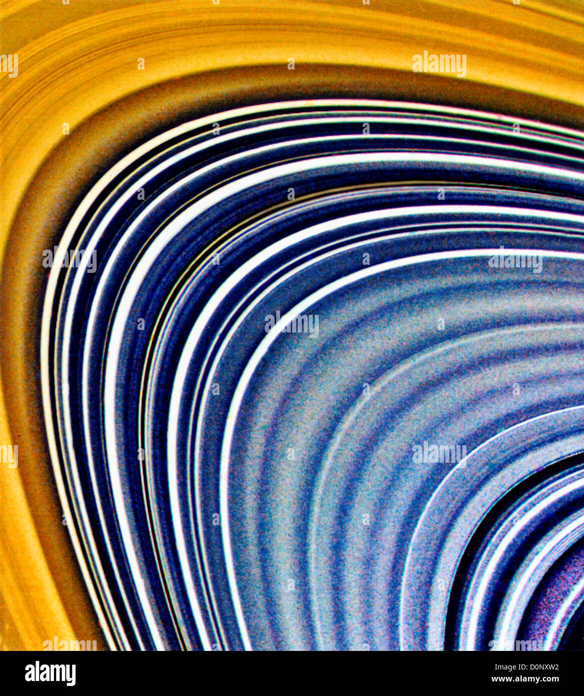 Highly Enhanced Color View of Saturn's Amazing Rings by Voyager 2 Stock Photo