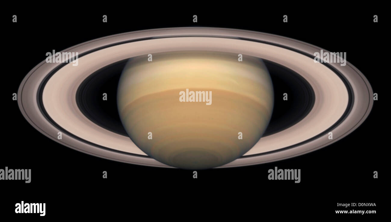 Beautiful Saturn, as Seen by Hubble Space Telecope Stock Photo