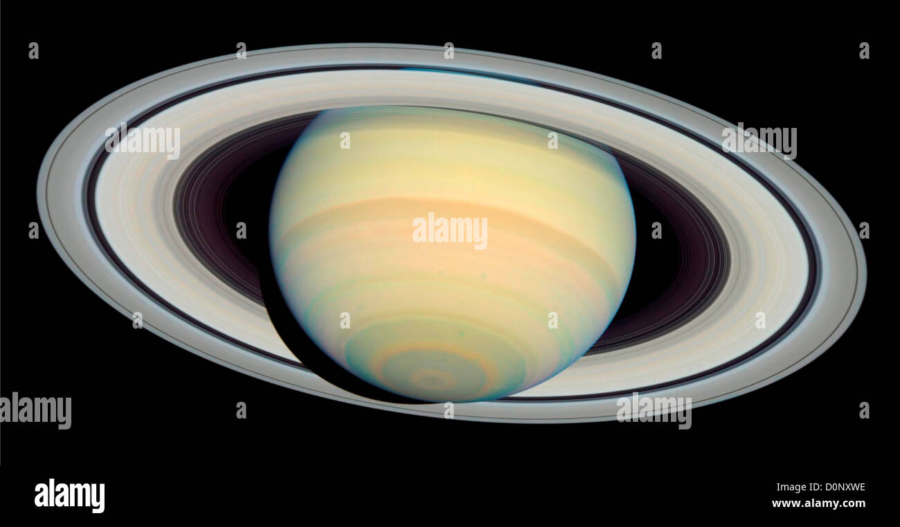 Beautiful Saturn, as Seen by Hubble Space Telecope Stock Photo