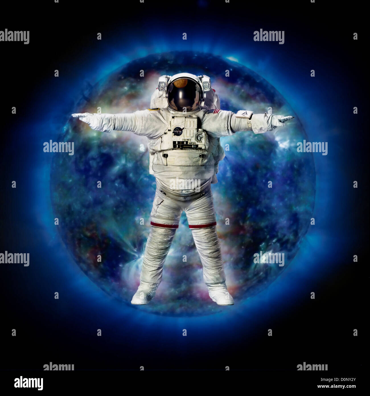 The 21st Century Vitruvian Man and the Sun as Seen by SOHO Stock Photo
