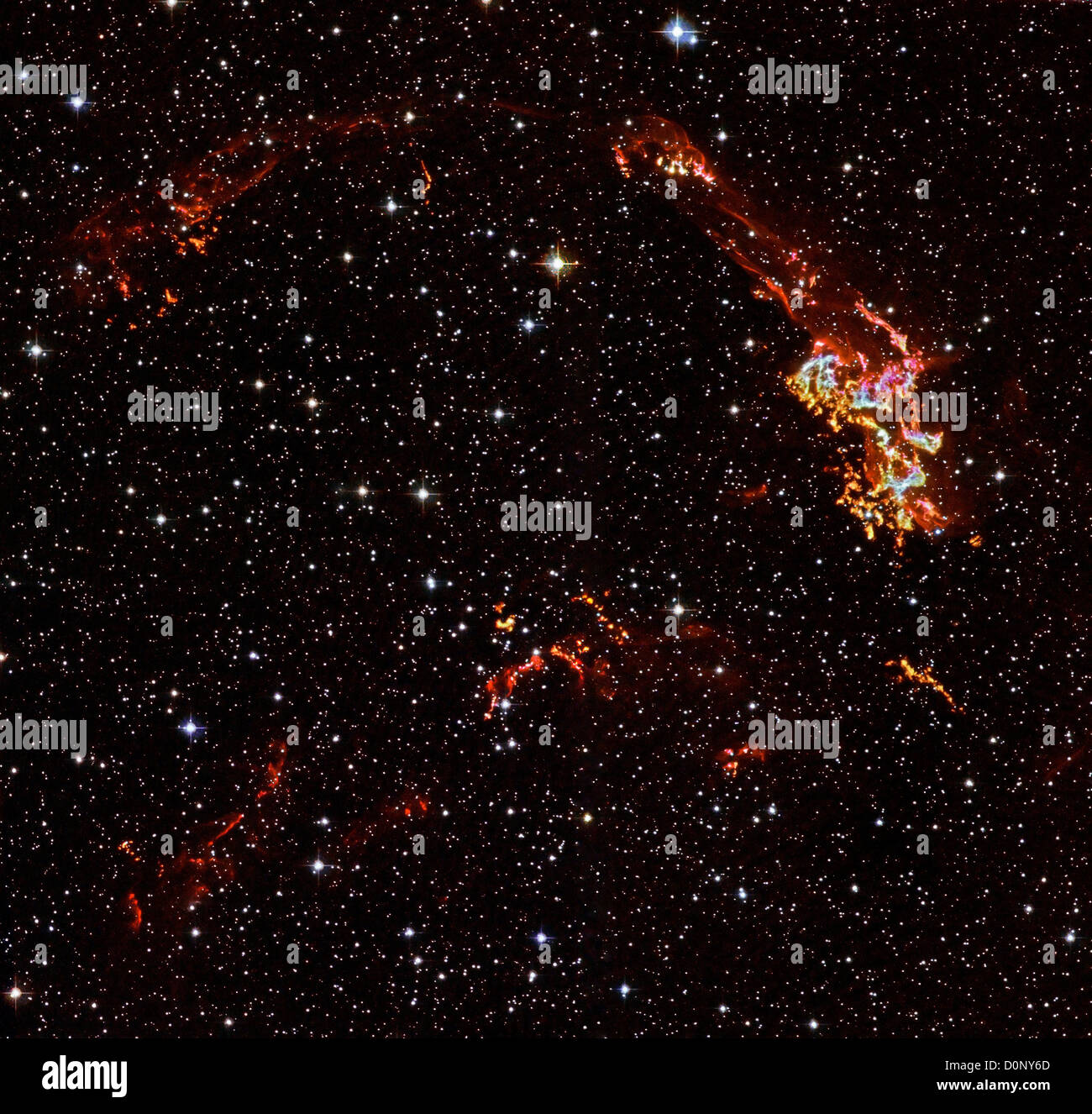 Kepler's Supernova Remnant Trails Through the Sky Stock Photo