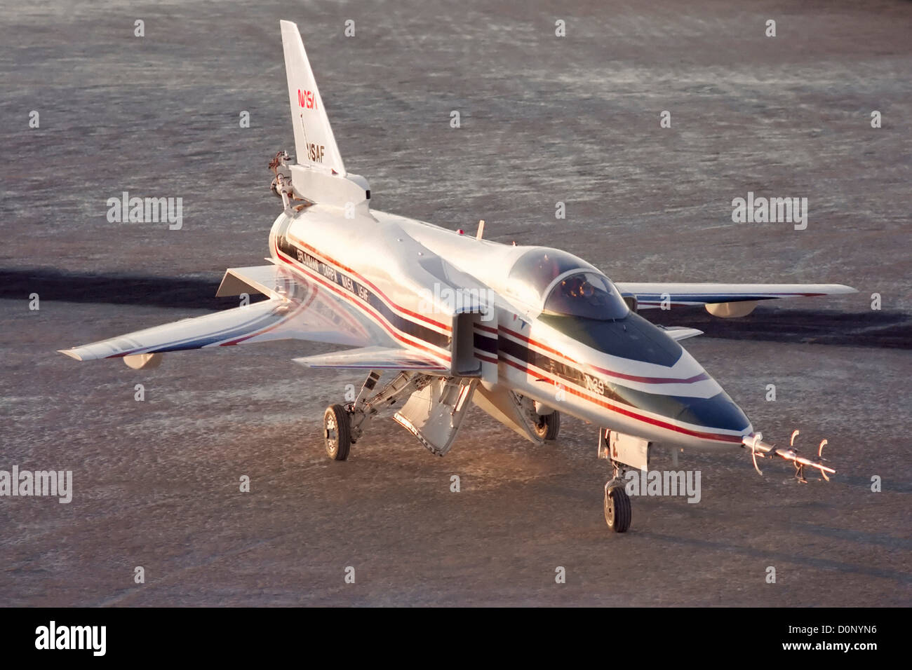 X-29 on Rogers Lake Bed Stock Photo