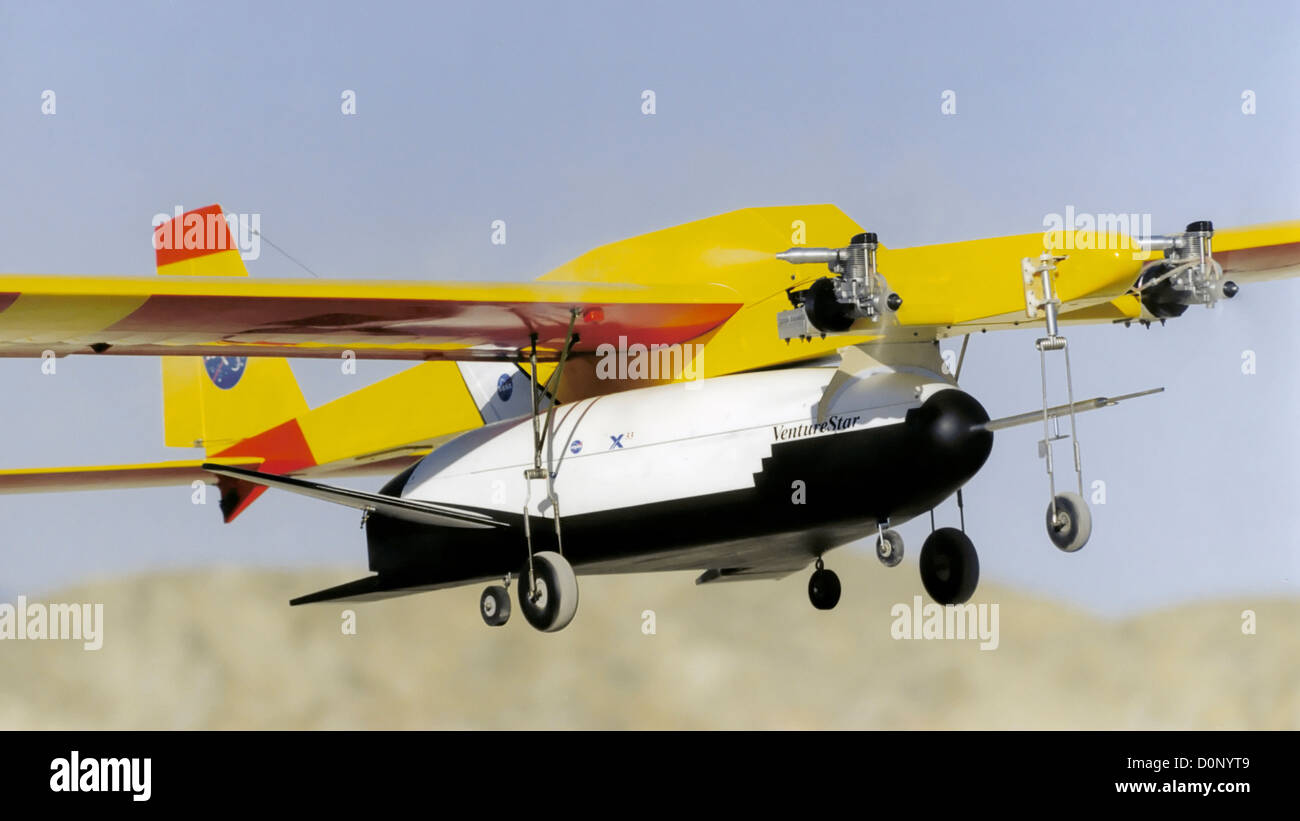 RC Mothership Lifting X-33 Model for Air Drop Stock Photo