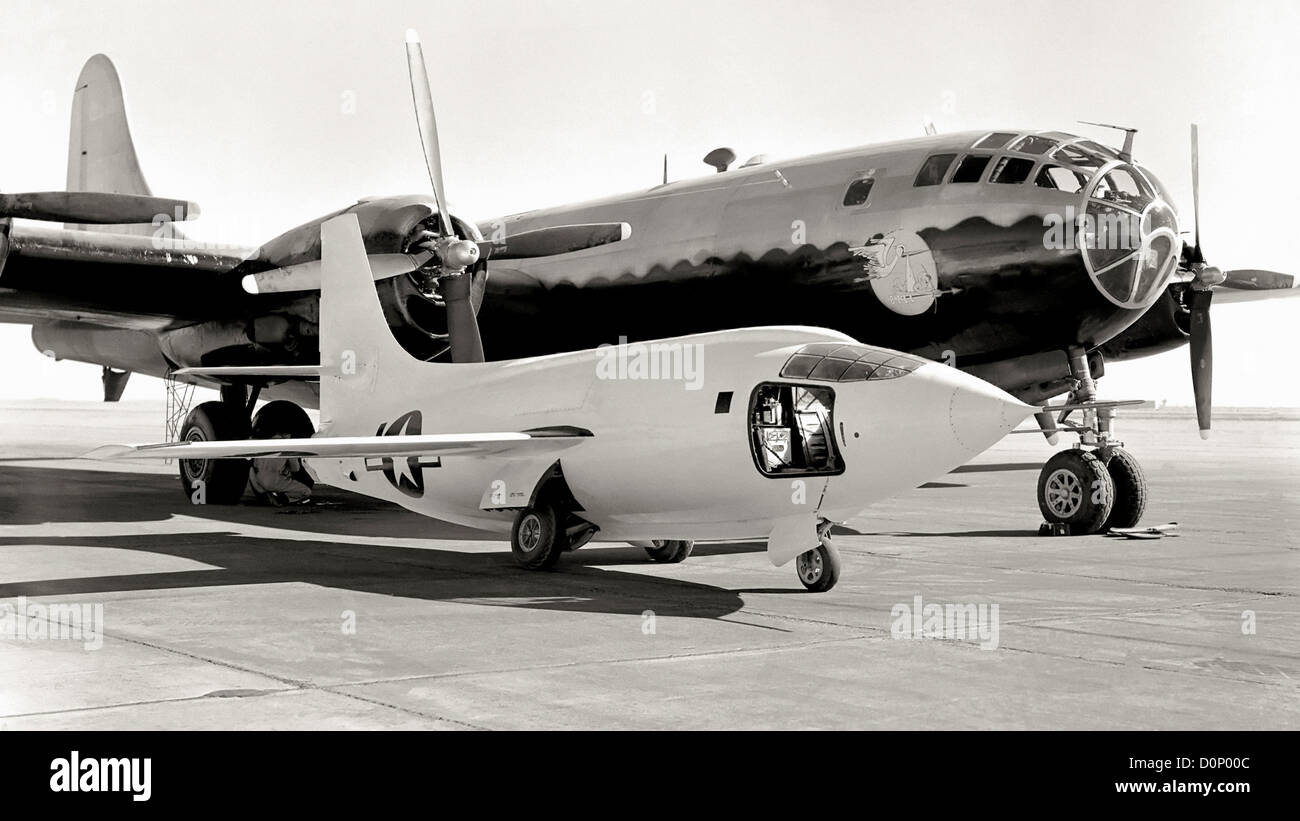 X-1-2 on Ramp with Boeing B-29 Stock Photo