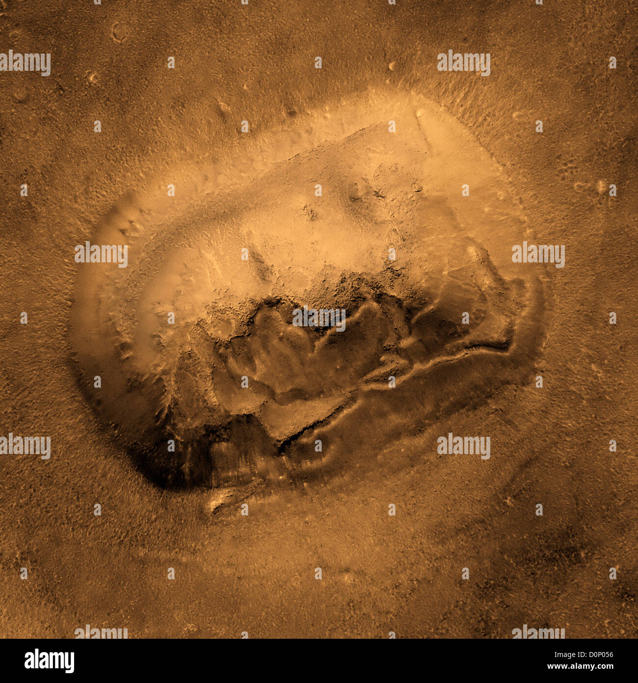 Mesa of the 'Face on Mars' Seen by Mars Global Surveyor Stock Photo