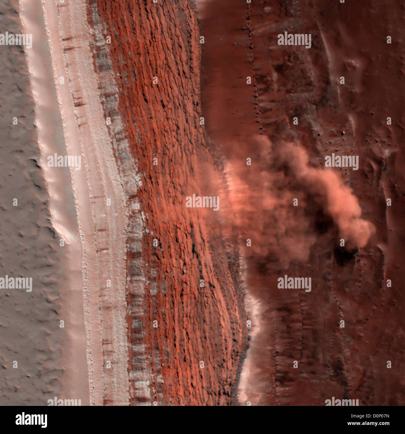Avalanche on North Polar Scarps Caught by Mars Reconnaissance Orbiter Stock Photo
