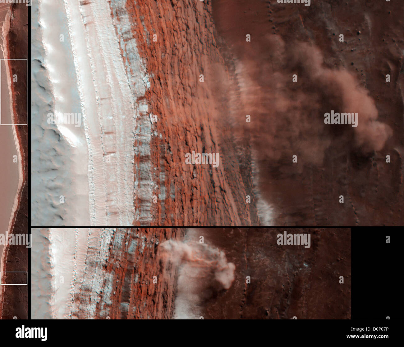 Avalanches on North Polar Scarps Caught by Mars Reconnaissance Orbiter Stock Photo