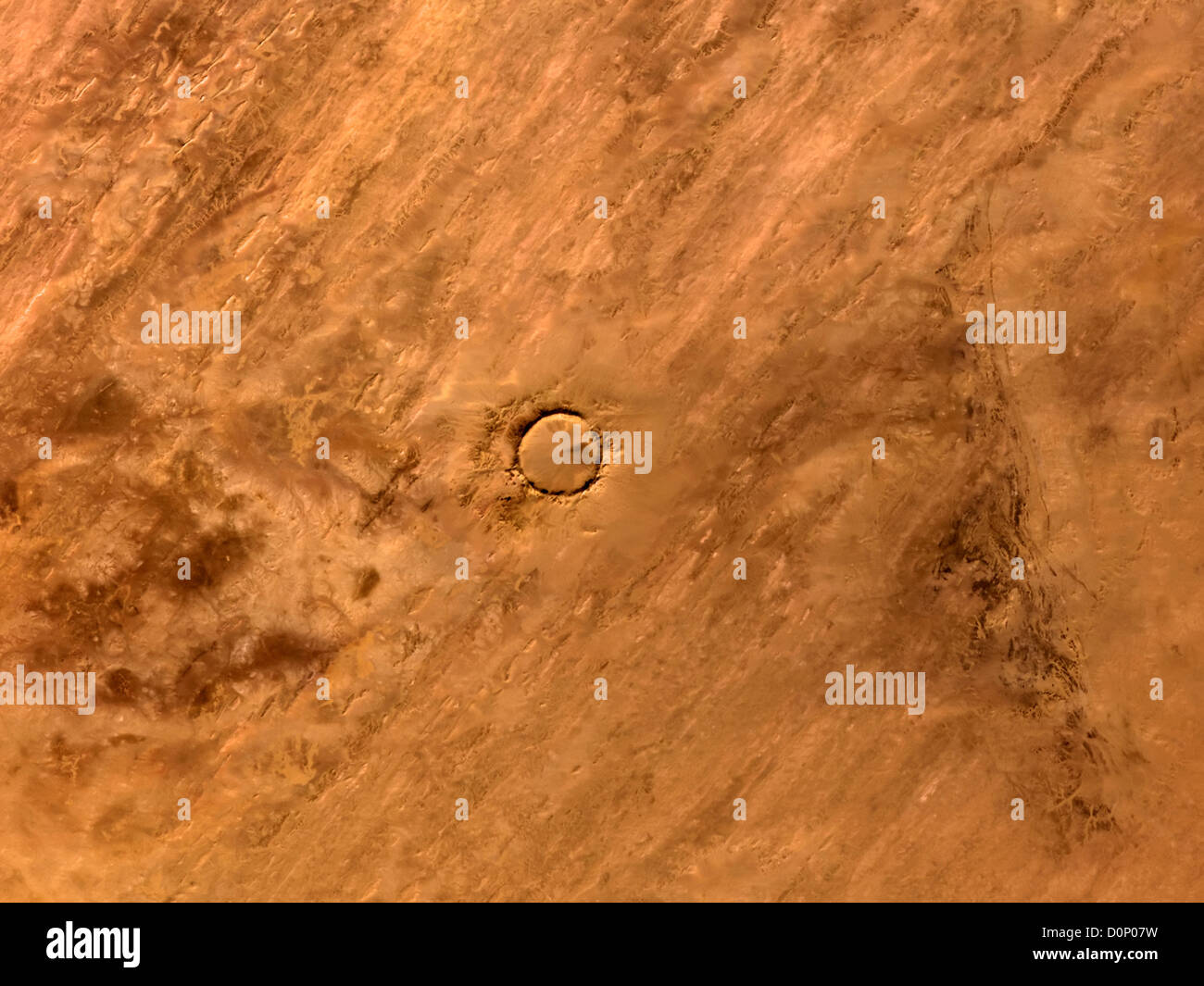 Tenoumer Crater in Mauritania Seen by Terra Satellite Stock Photo