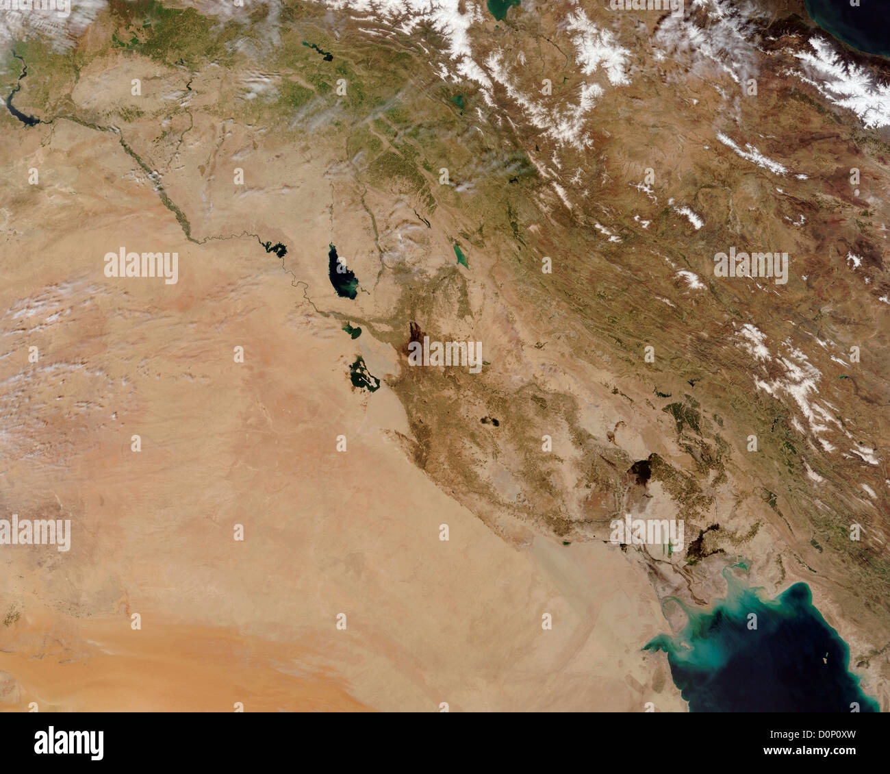 Oil Fires in Iraq Seen by MODIS Stock Photo