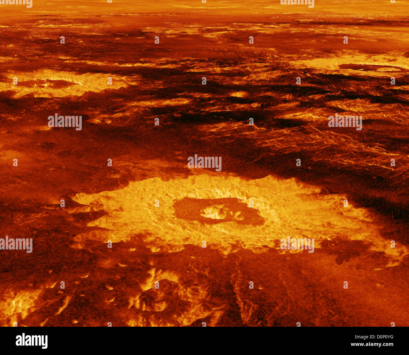 Three-Dimensional Perspective View of Lavinia Planitia on Venus by Magellan (Digitally Generated) Stock Photo