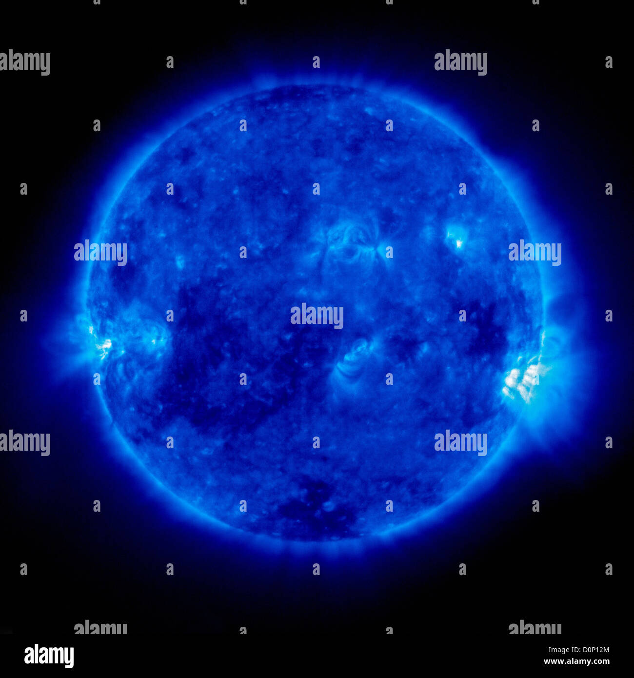 An image Sun taken Extreme ultraviolet Imaging Telescope (EIT) Solar Heliospheric Observatory (SOHO) 171 angstroms shows solar Stock Photo