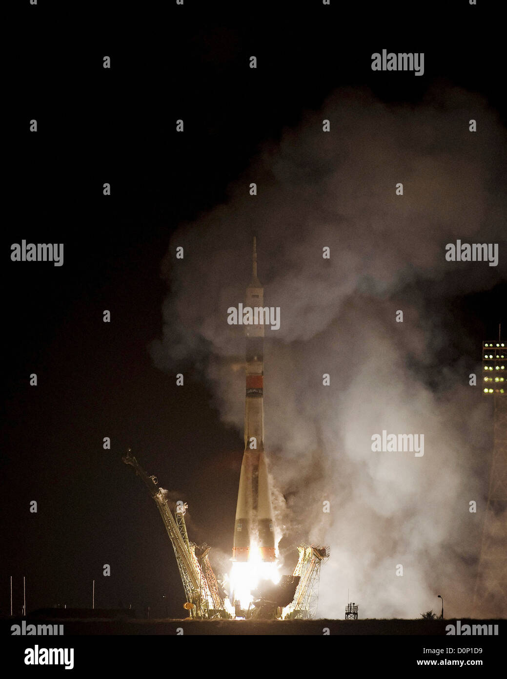 Soyuz Liftoff in Kazakhstan Stock Photo