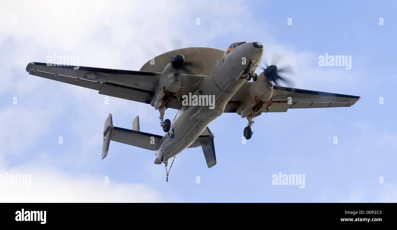 E-2C Hawkeye in Flight Stock Photo