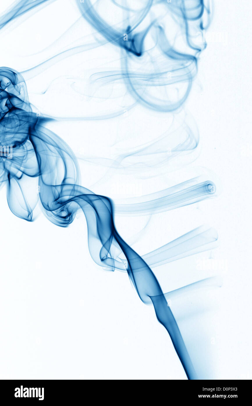 blue smoke on white background Stock Photo - Alamy