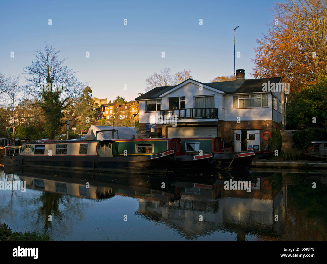 Guildford Boat House on the River Wey, a tributary of the River Thames, Guildford, Surrey