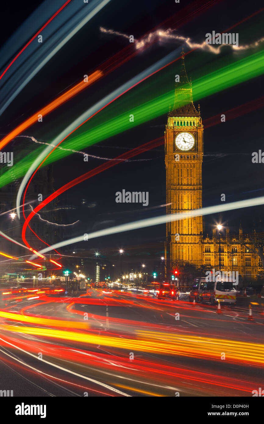 Night traffic in london uk stock photo alamy