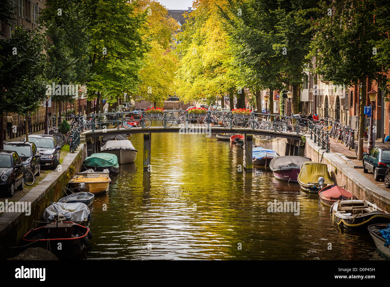 Bridge over canal in Amsterdam Stock Photo