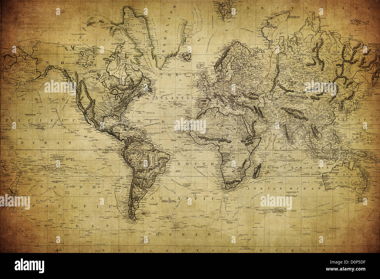 vintage map of the world 1814 Stock Photo