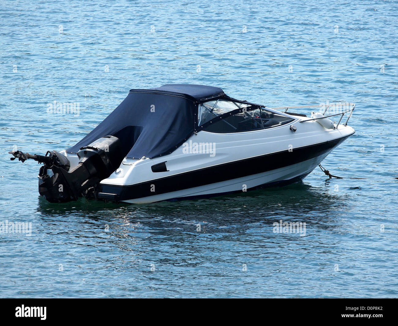 speed boat anchored in the bay Stock Photo