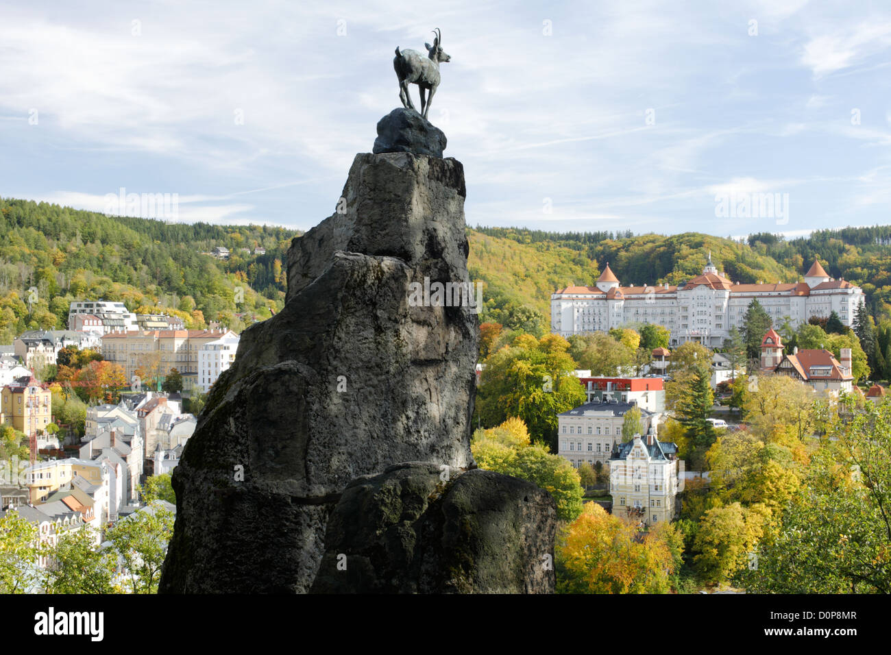 Statue chamois - the original statue in 1851 by Berlin sculptor August Kiss, Karlovy Vary, Czech Republic, Europe Stock Photo