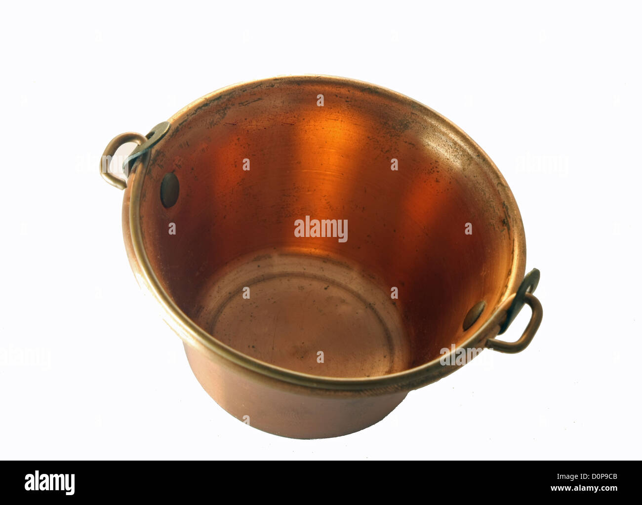 ancient copper saucepan toy with handle Stock Photo Alamy