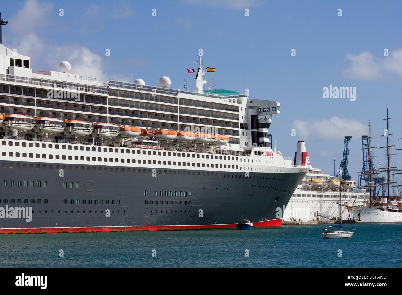 The Cunard liner Queen Mary 2 [QM2], the sail ship Sea Cloud and the MV