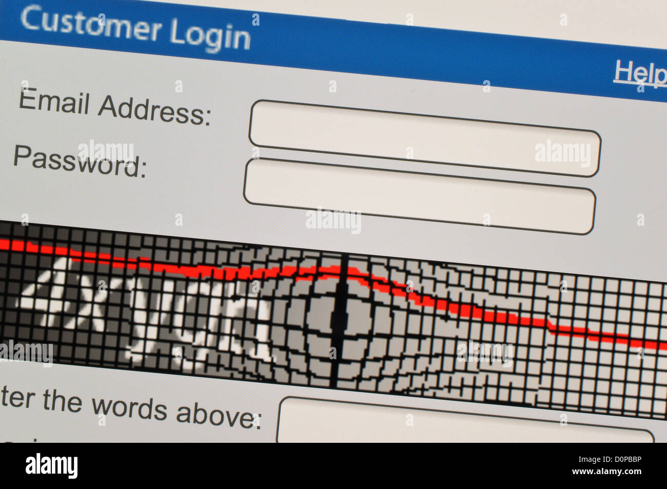 Customer log-in on computer screen Stock Photo