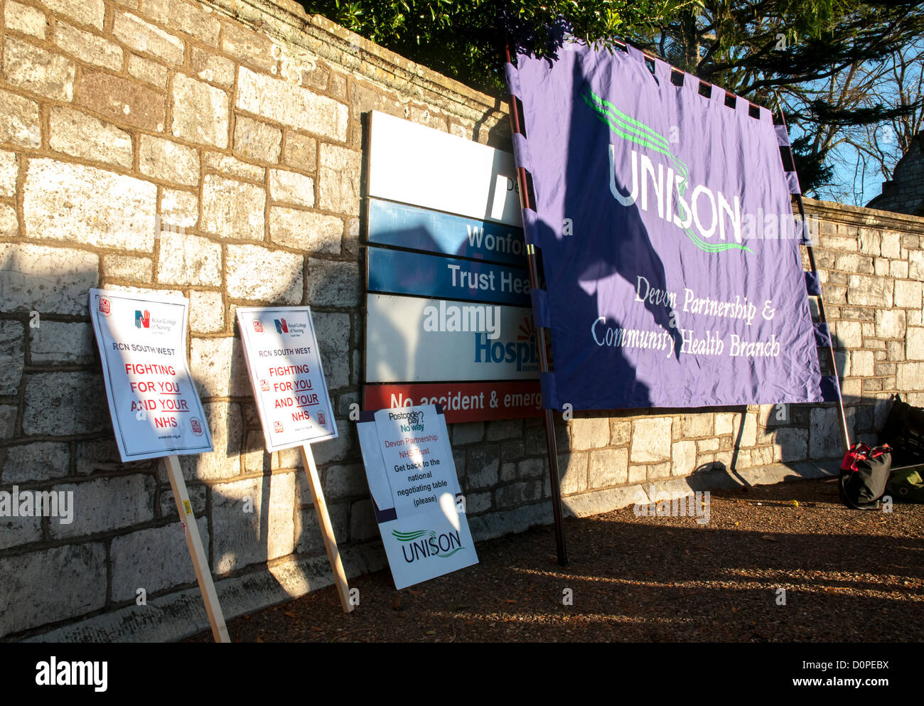 Exeter Uk 29th November 2012 Unison Unite Rcn Placards And