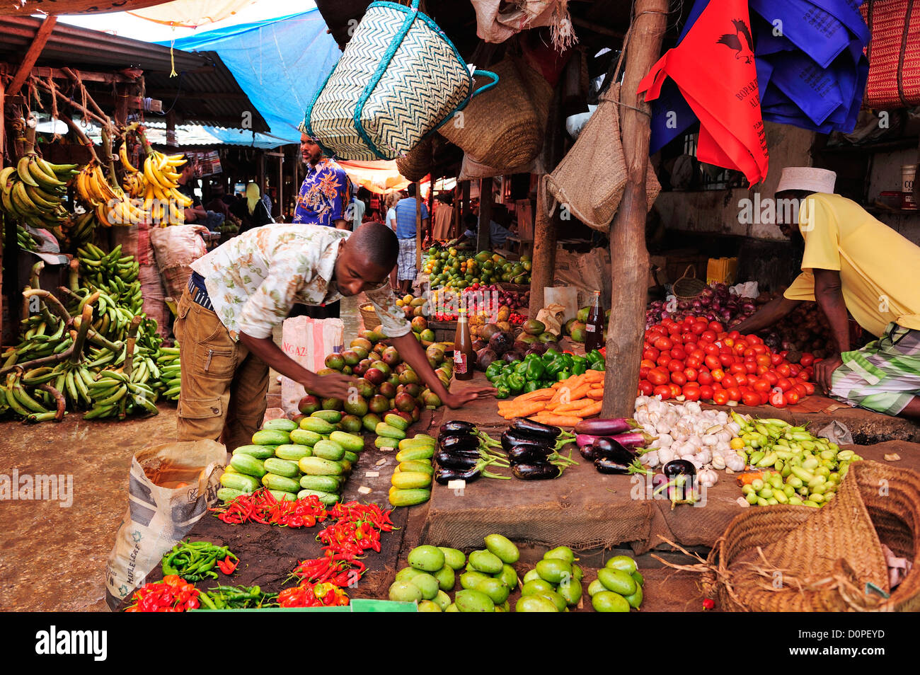 Fruit and vegetable market in Stone Town, Zanzibar, Tanzania, East