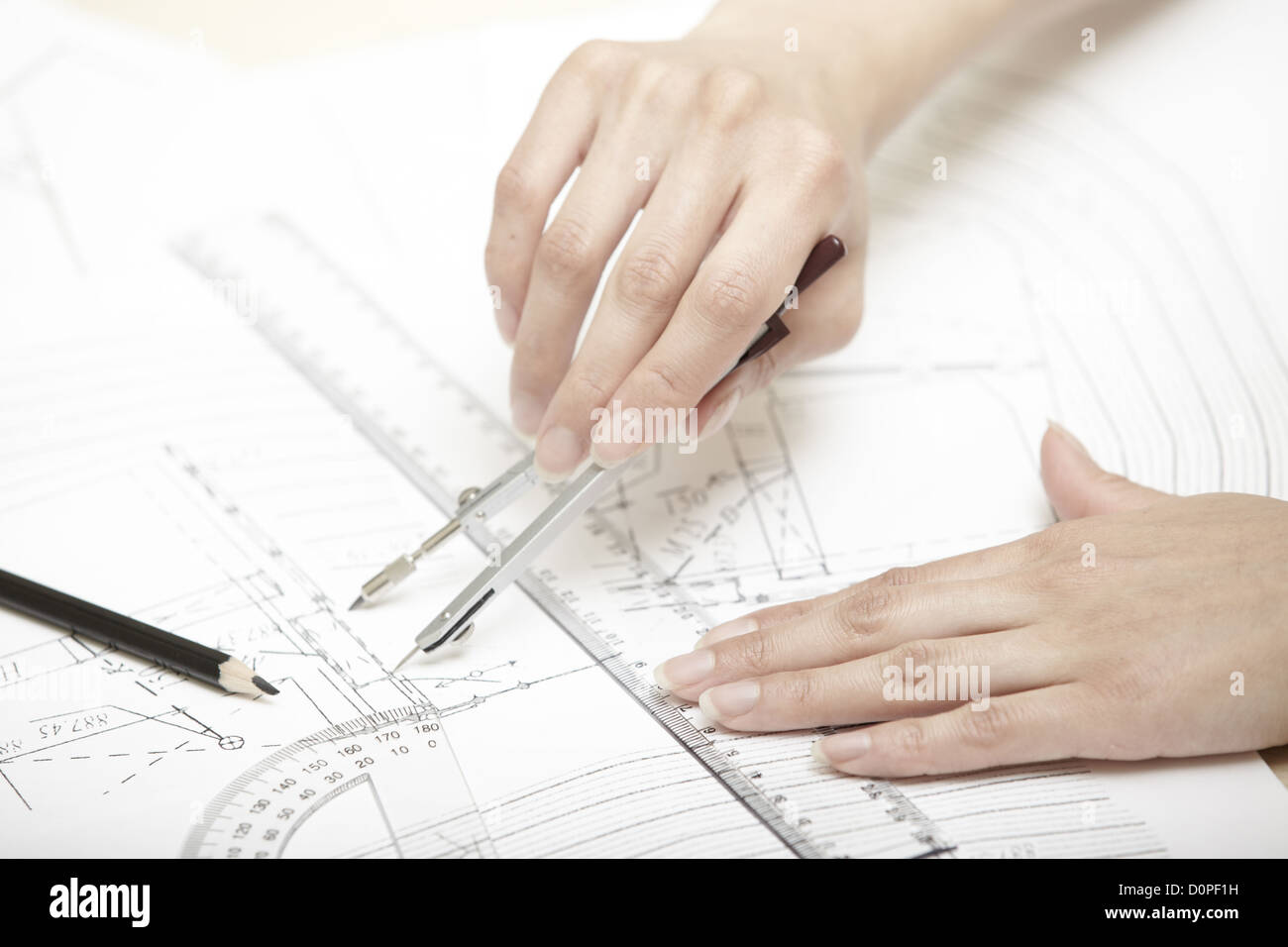 Hands engineer working compasses hi-res stock photography and images ...