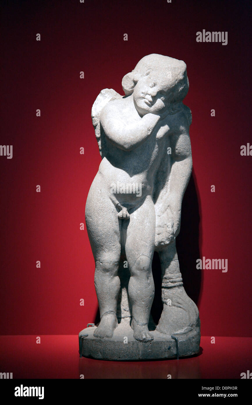 God of love Eros,mourning eros,ancient marble sculpture. Stock Photo