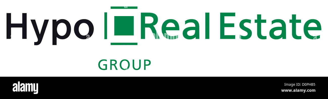 Logo of the Hypo Real Estate Group Holding HRE with seat in Munich. Stock Photo