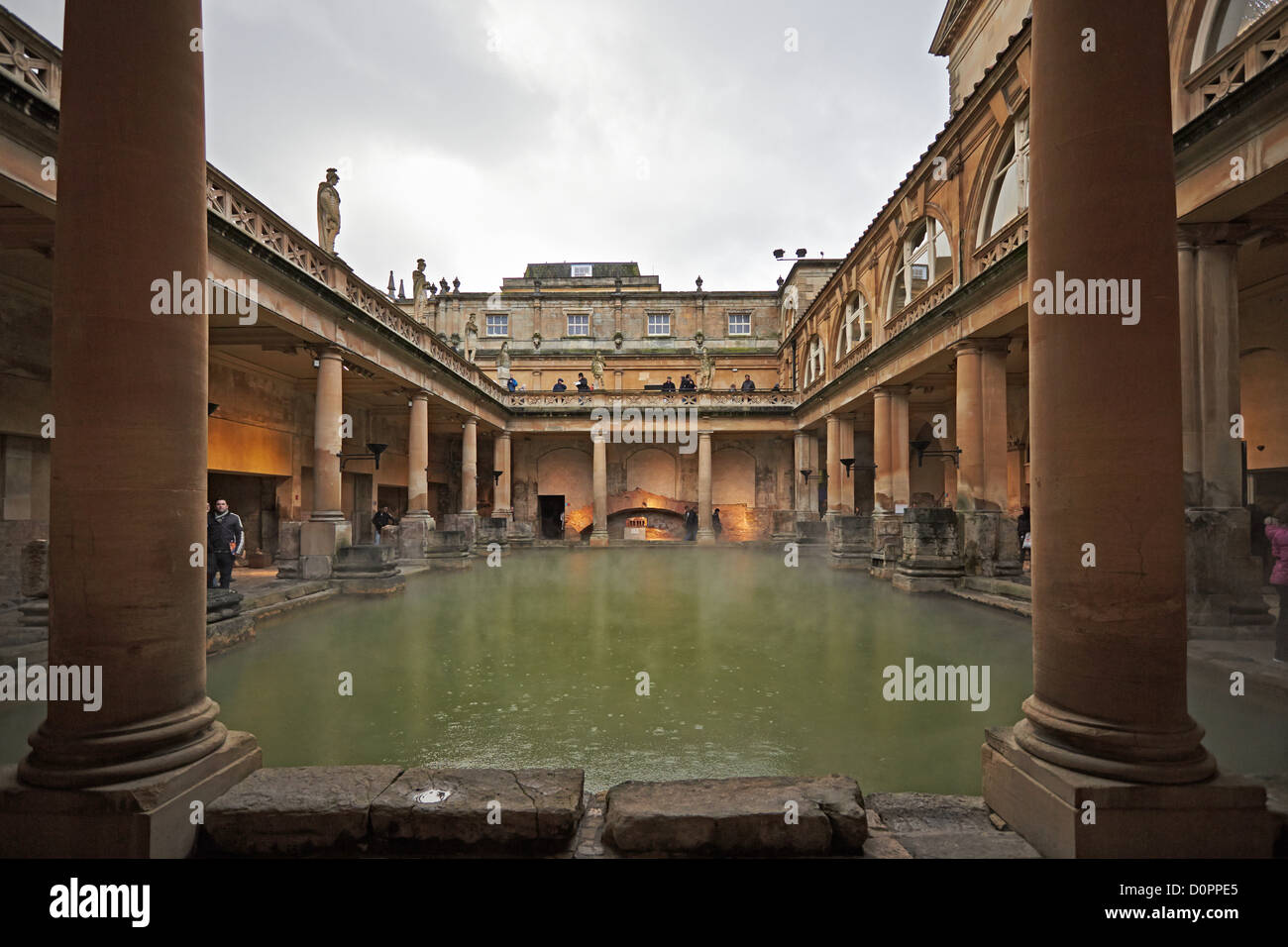 Bath Roman baths and a view of The Great Bath Stock Photo