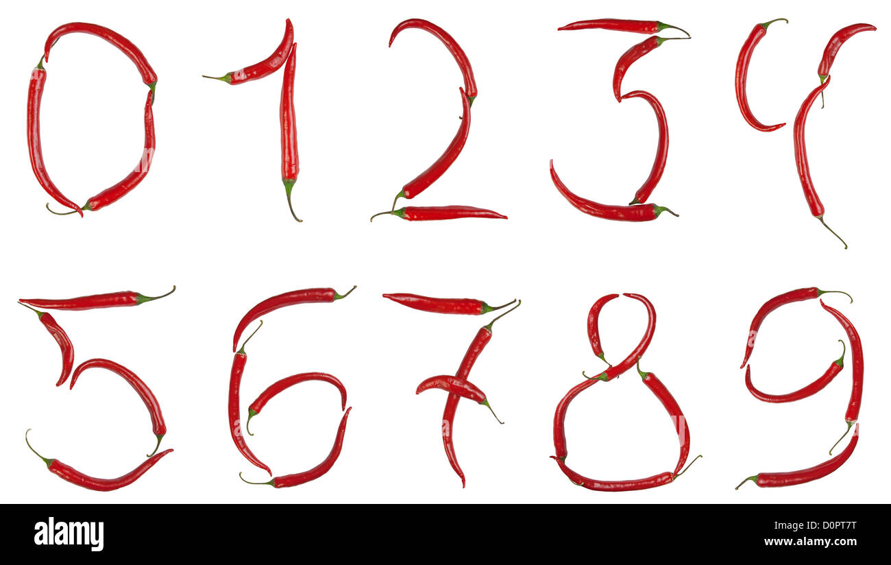 Numbers made from chili Stock Photo Alamy