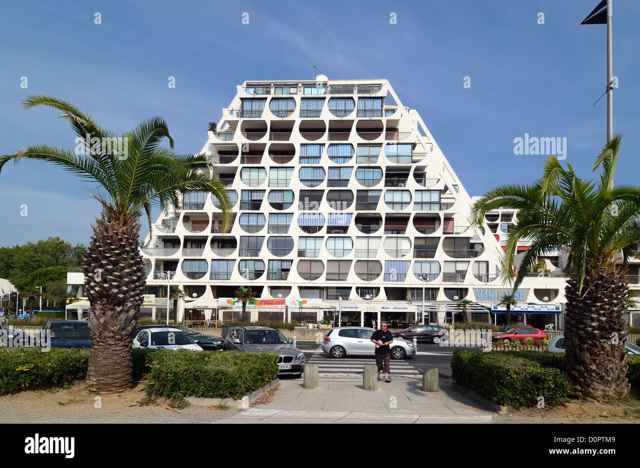 Delta Building (1971) Pyramid Apartment Building or Holiday Flats by Jean Balladur in the New Town or Resort of La Grande-Motte Hérault France Stock Photo