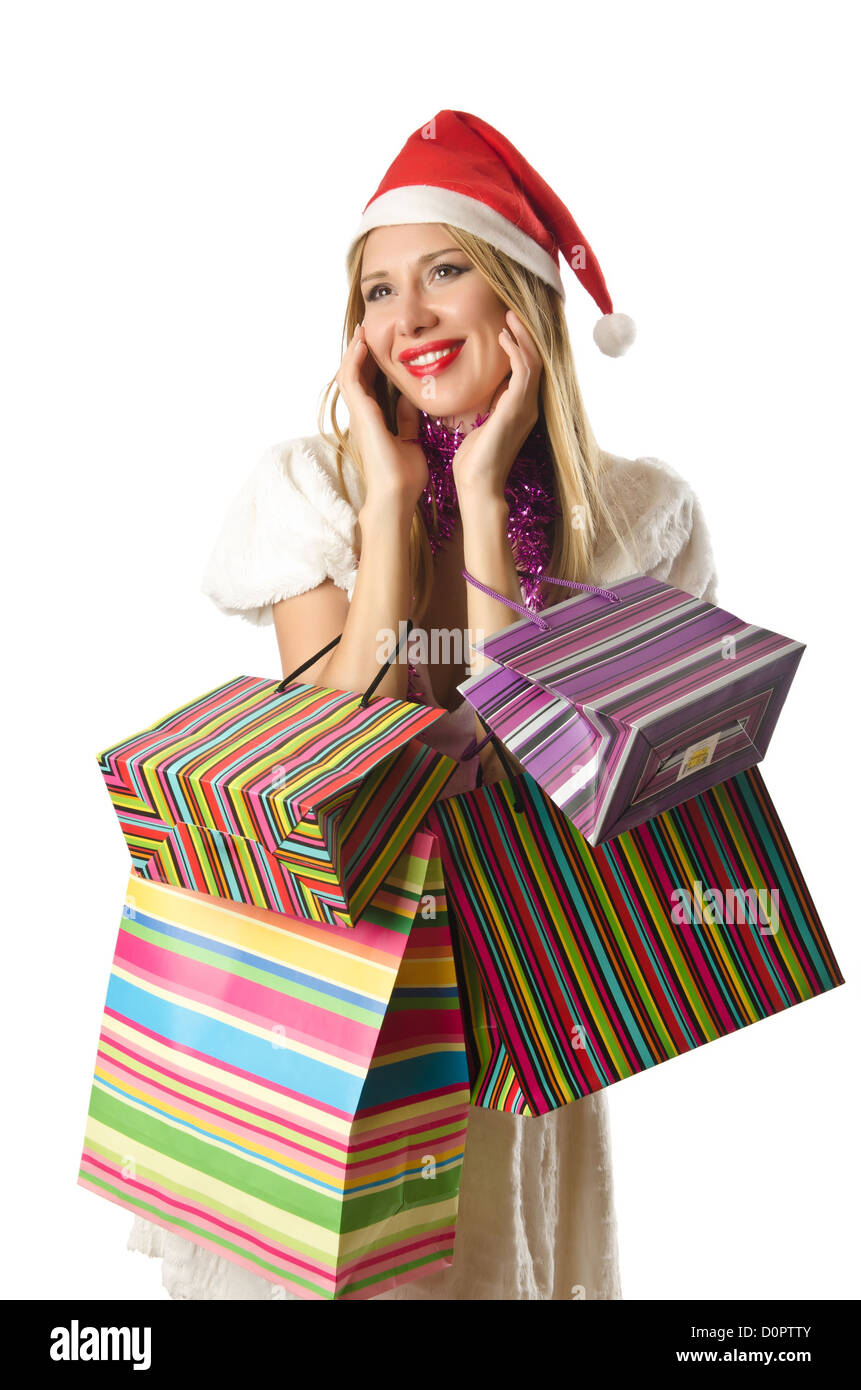 Happy woman after christmas shopping Stock Photo Alamy