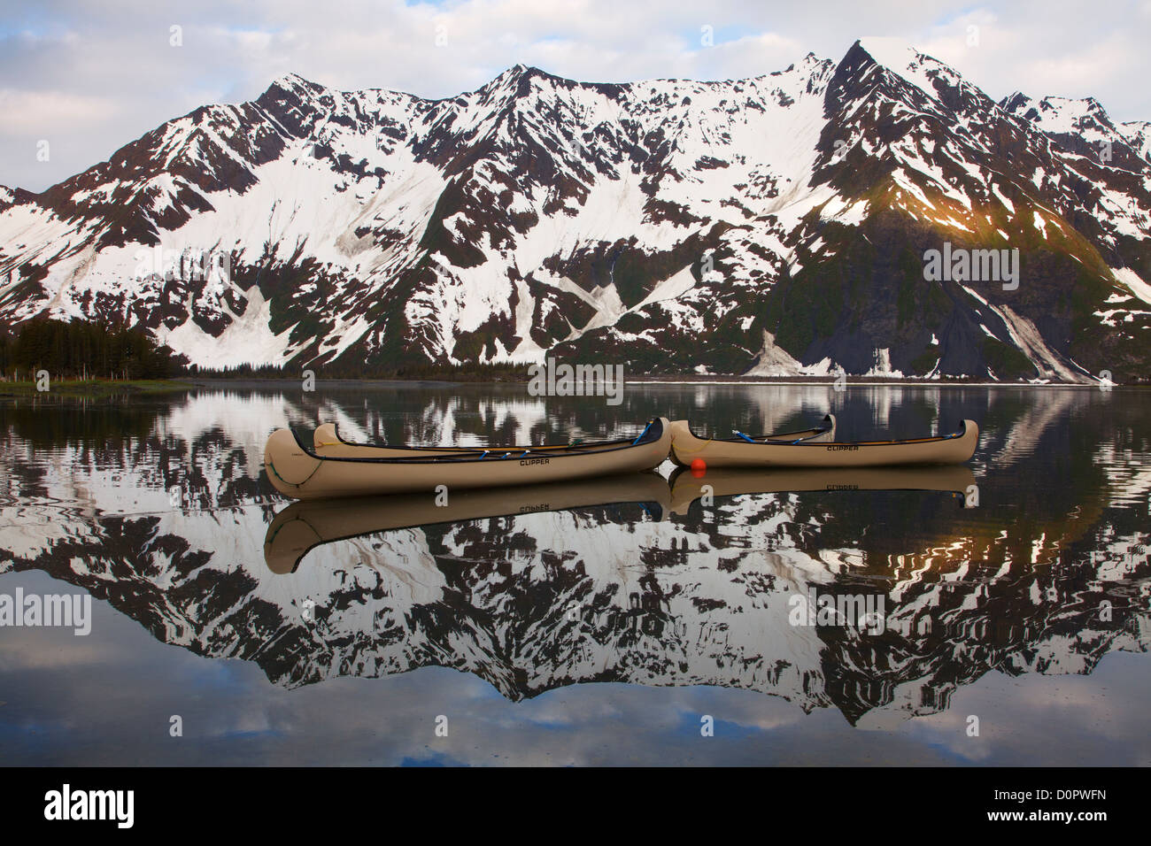 Canoes in Pedersen Lagoon from the Kenai Fjords Glacier Lodge, Kenai