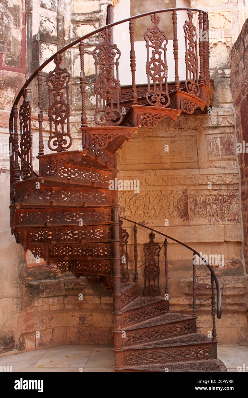 Spiral staircase made of iron Stock Photo