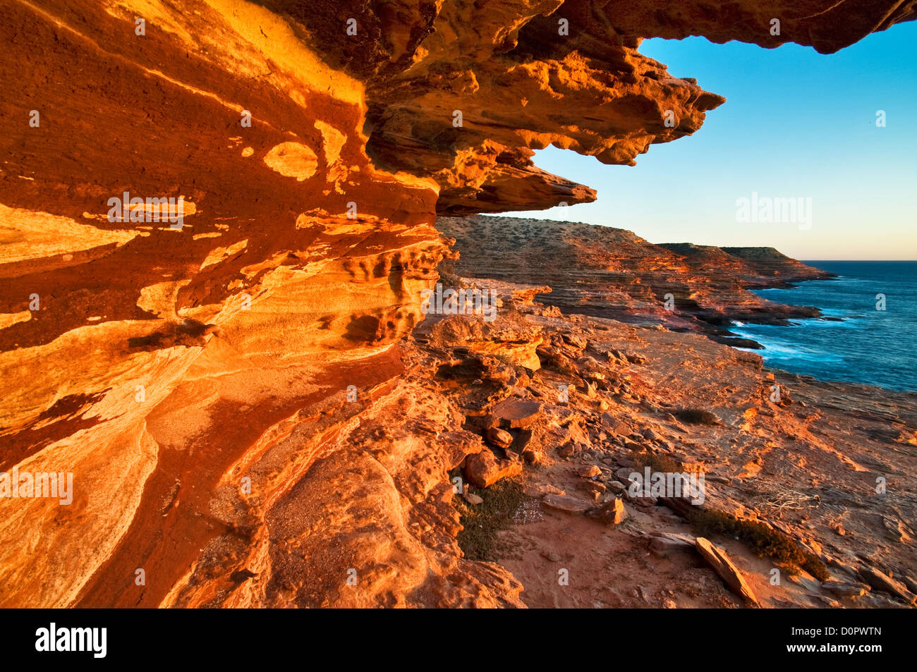 Kalbarri cliffs in the last light of the day. Stock Photo