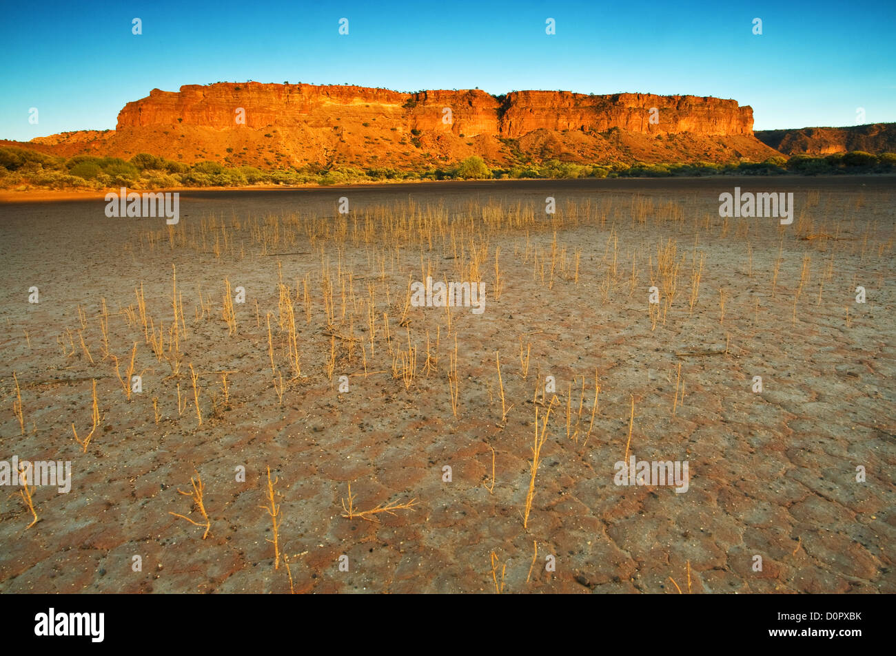First light on Kennedy Range in Western Australia's desert. Stock Photo