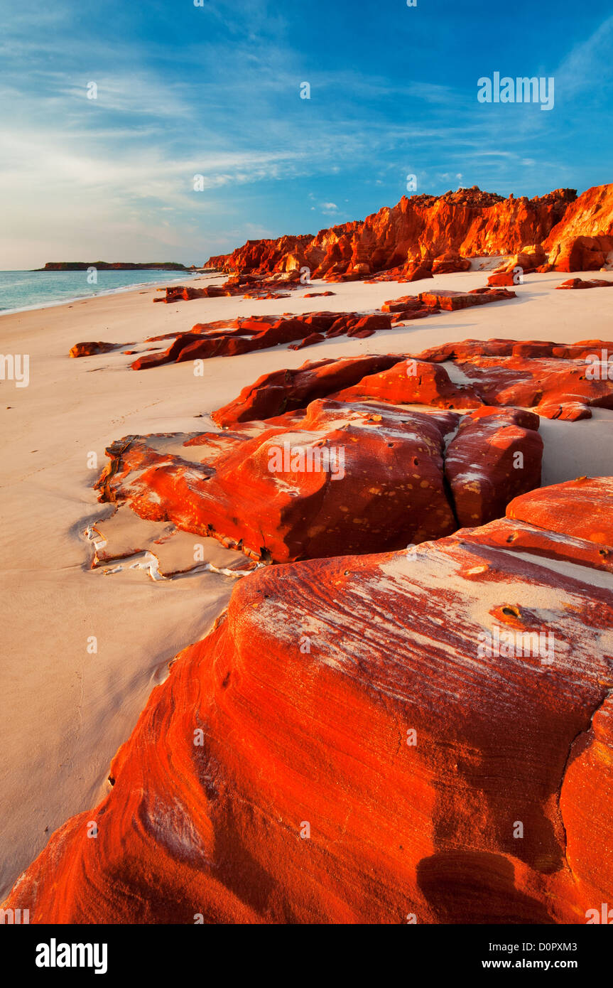 Deep red cliffs at Cape Leveque on Dampier Peninsula. Stock Photo