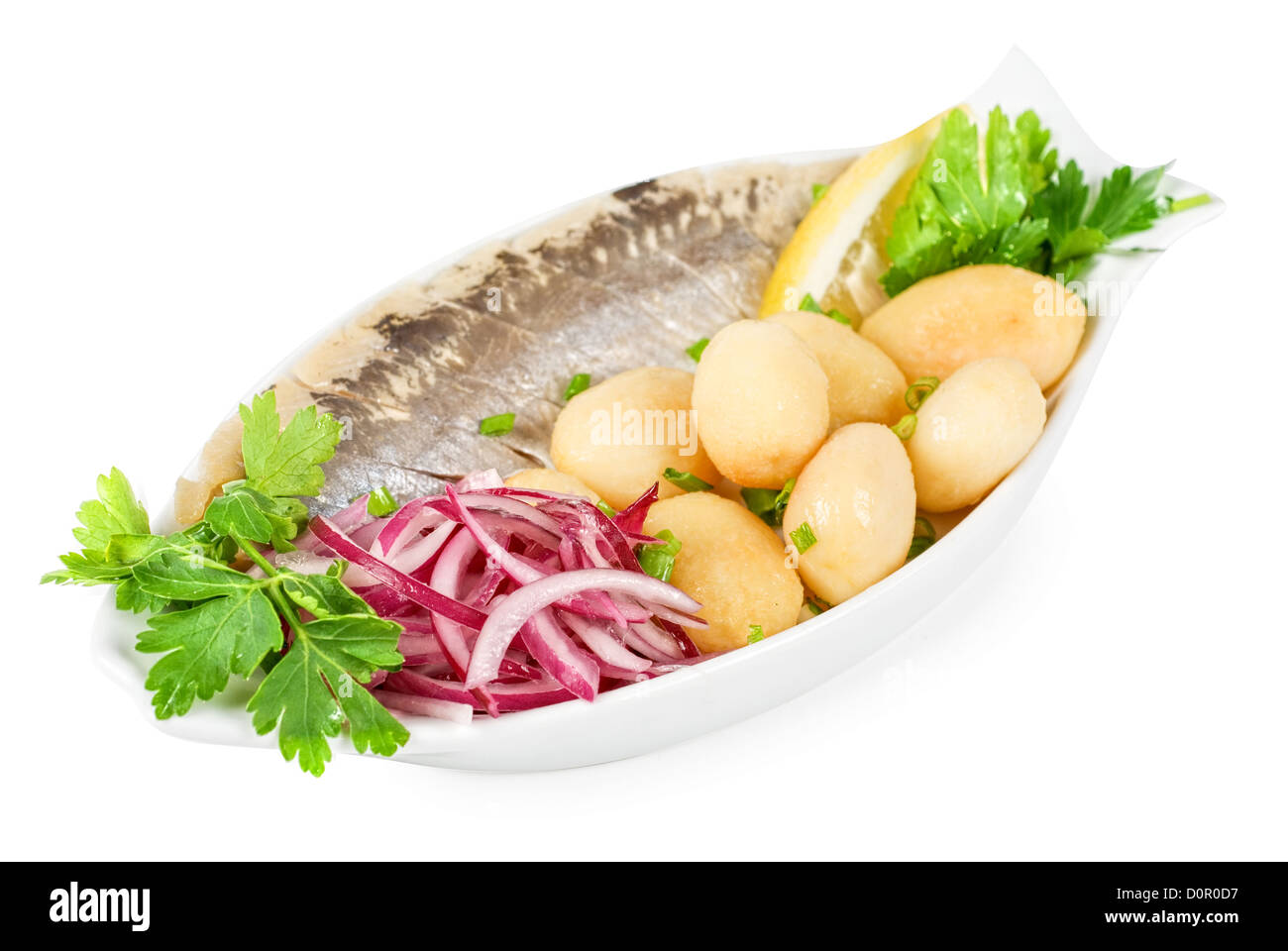 Herring with potato Stock Photo Alamy