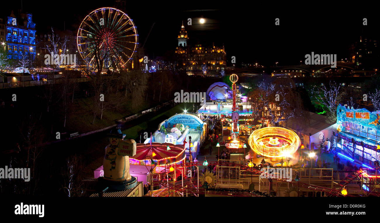Edinburgh Christmas fun fair city centre, Scotland UK Stock Photo