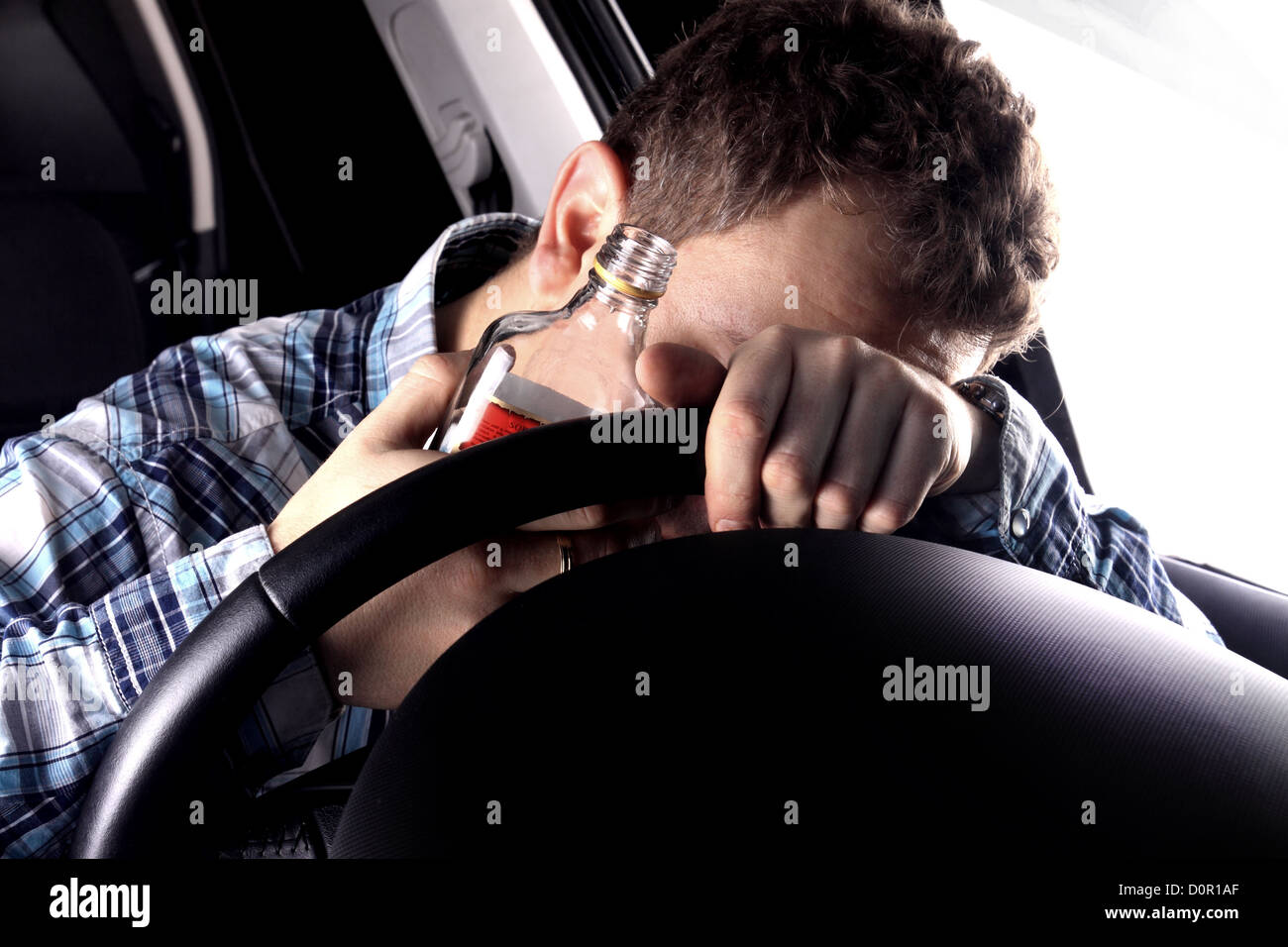 Drunk driver sleeping in the car Stock Photo Alamy