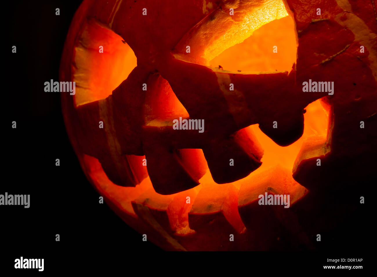 halloween, old jack-o-lantern on black Stock Photo