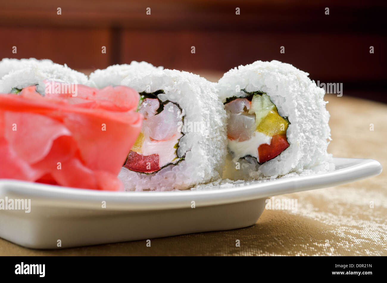 shrimp sushi roll Stock Photo - Alamy