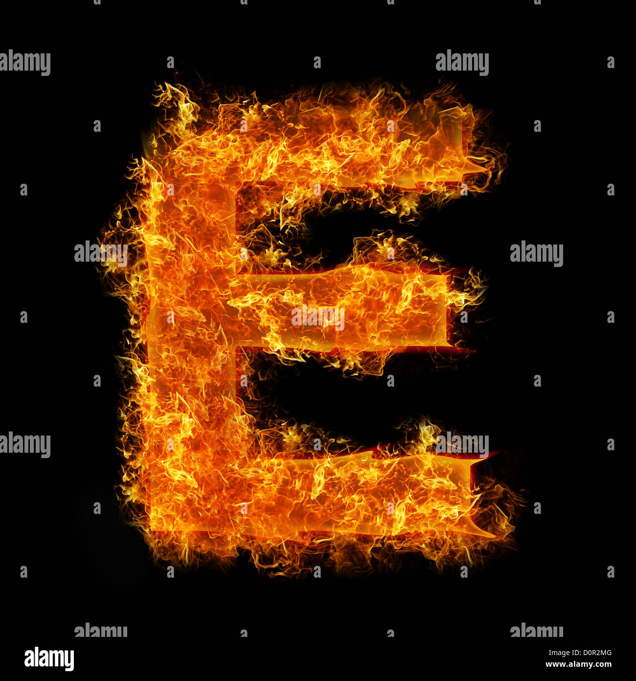 Fire letter E Stock Photo - Alamy